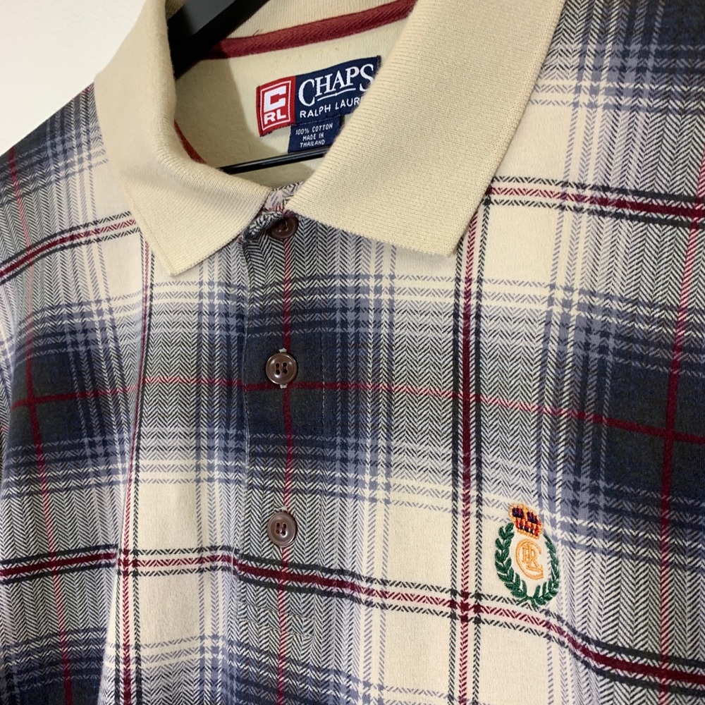 ‼️SOLD‼️ VTG Chaps Ralph Lauren Plaid Rugby Shirt - Picture 2 of 5